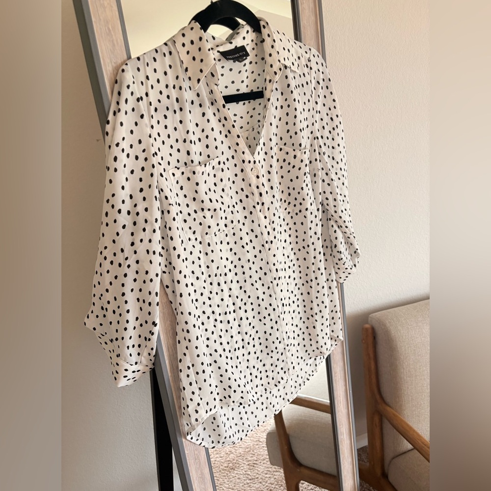 FORTUNE + IVY polka dot button up blouse